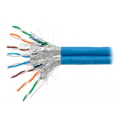 PLANET kabel SFTP, drát, Cat 6A, 4p, 500MHz, LS0H, TWIN stíněný každý pár, Planet Elite, modrý, Dca, balení 2*500m
