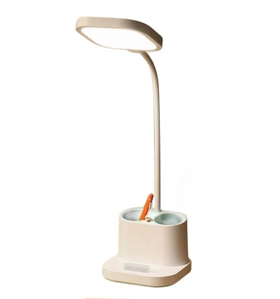 Platinet stolní LED lampa 5W, integrovaná baterie 2400mAh, USB port, bílá