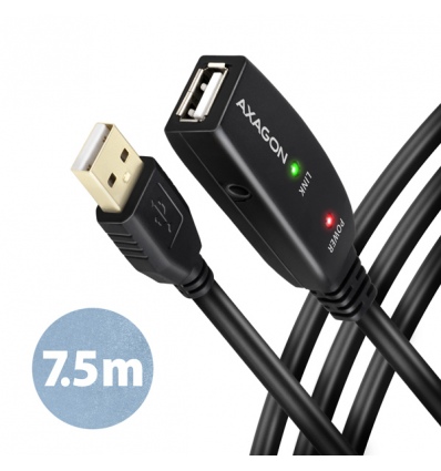 AXAGON ADR-207, USB 2.0 A-M - A-F aktivní prodlužovací / repeater kabel, 7.5m