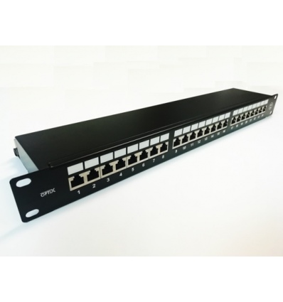 Patch panel 24p.Cat6A STP 1U osazený černý