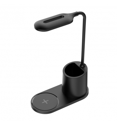 Platinet stolní LED lampa 3W, bezdrátové nabíjení, černá