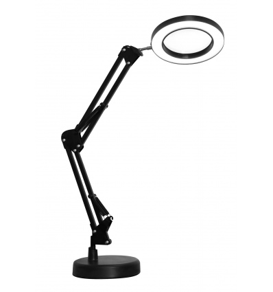 Platinet stolní LED lampa Magnify 10W stmívatelná s lupou, černá