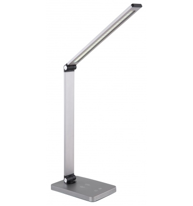 Platinet stolní LED lampa 10W stmívatelná, dotykové ovládání, bezdrátové nabíjení, USB port, stříbrn