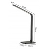 Platinet stolní LED lampa 10W stmívatelná, dotykové ovládání, bezdrátové nabíjení, USB port, stříbrn