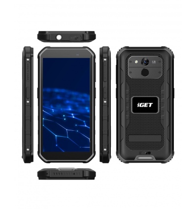 iGET T1 6 + 128 Black - odolný mobilní telefon