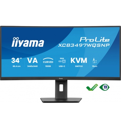 34" iiyama XCB3497WQSNP-B1:VA,UWQHD,USB-C,RJ45,HAS