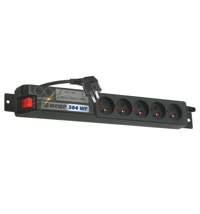 ACAR 19" rozvodný panel 5x 230V, ČSN, kabel 3m, přepěťová ochrana, filtr proti rušení, 2x pojistka
