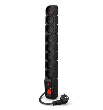ACAR S8 rozvodný panel 8x 230V, ČSN, kabel 3m, přepěťová ochrana, nemá přichycení do racku