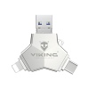 VIKING USB FLASH DISK 3.0 4v1 64GB, S KONCOVKOU APPLE LIGHTNING, USB-C, MICRO USB, USB3.0, stříbrná