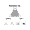 VIKING USB FLASH DISK 3.0 4v1 64GB, S KONCOVKOU APPLE LIGHTNING, USB-C, MICRO USB, USB3.0, stříbrná