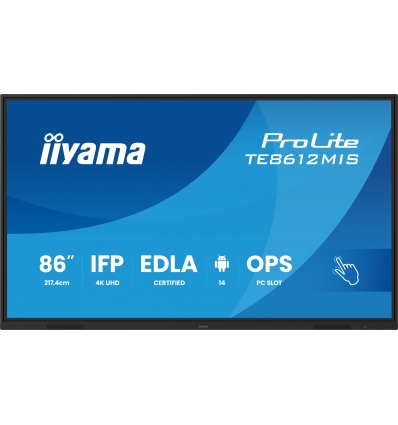 86" iiyama TE8612MIS-B4AG:IPS,4K,40P,USB-C,EDLA