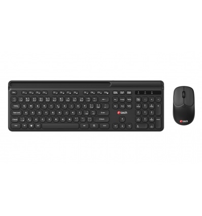 Klávesnice C-TECH Quallis WLKMC-05, bezdrátový combo set s myší, černý, USB, CZ/SK