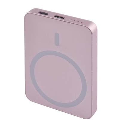 EMOS POWERBANKA WI 522, bezdrátové nabíjení 20W, 5.000mAh, LOSOSOVÁ, 1xUSB-C